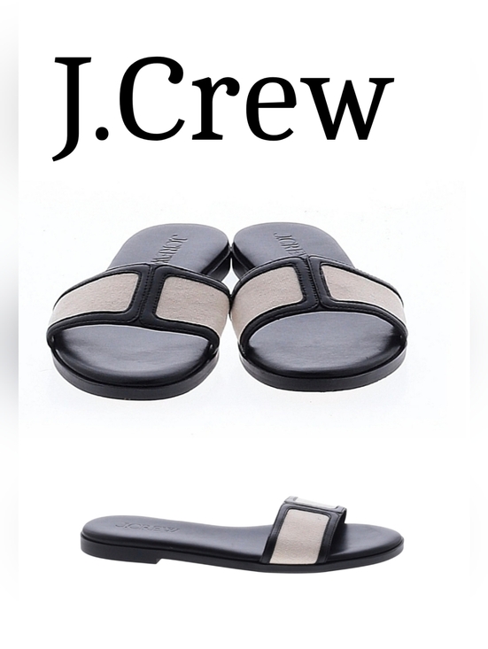 J. Crew Shoes - J. Crew Black and Beige Slide Sandals